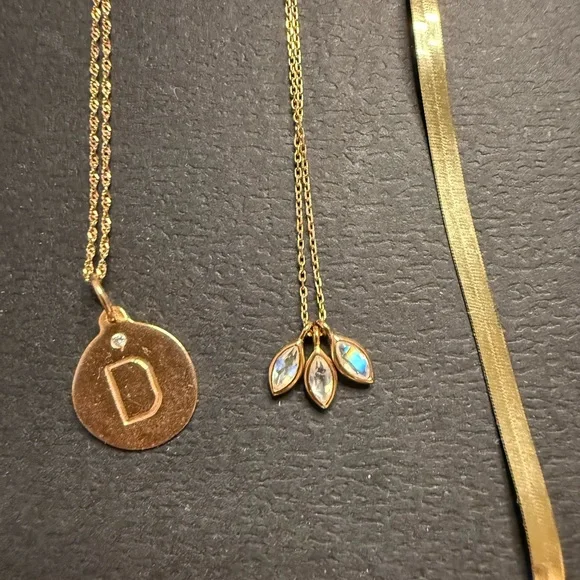 Sarah O. 3 Marquise Moonstone Pendants Necklace Rose Gold - Picture 5 of 5